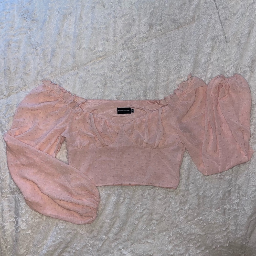 PrettyLittleThing Puff Sleeve Cropped Blouse
